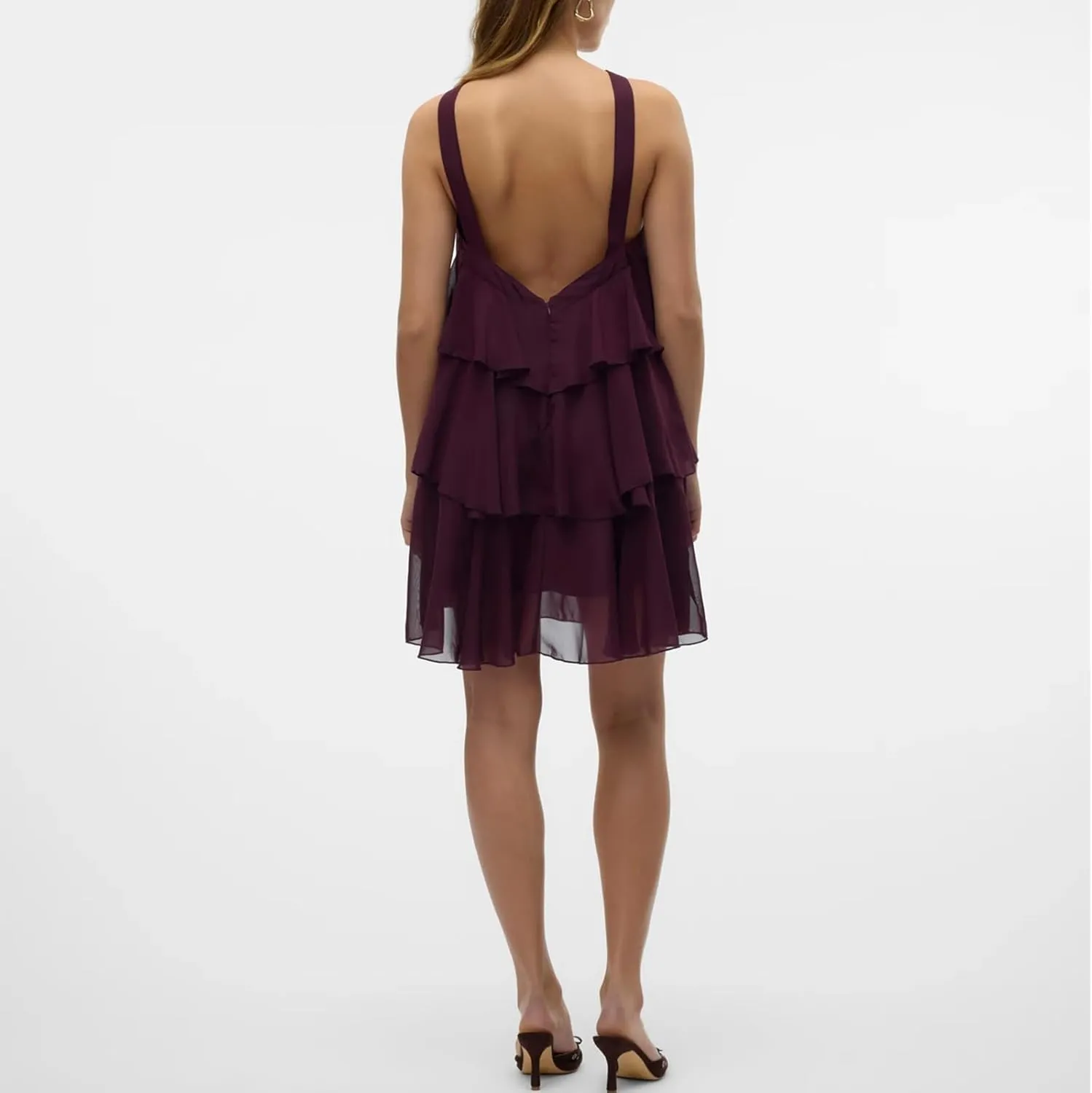 Yuemengxuan Women Tiered Summer Dresses Ruffle Backless Mini Dress 3D Flower Graduation Dresses Y2k Flowy Beach Sundresses