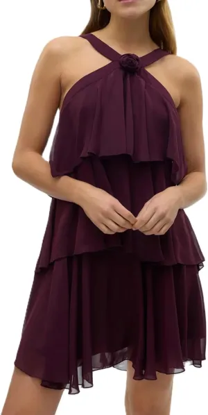 Yuemengxuan Women Tiered Summer Dresses Ruffle Backless Mini Dress 3D Flower Graduation Dresses Y2k Flowy Beach Sundresses